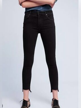 Citizens of Humanity Rocket Hi-Lo Hem High-Rise Skinny Jeans in Faded Black.